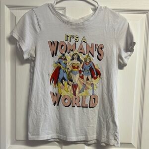 H&M White Graphic T-Shirt with Superheroes